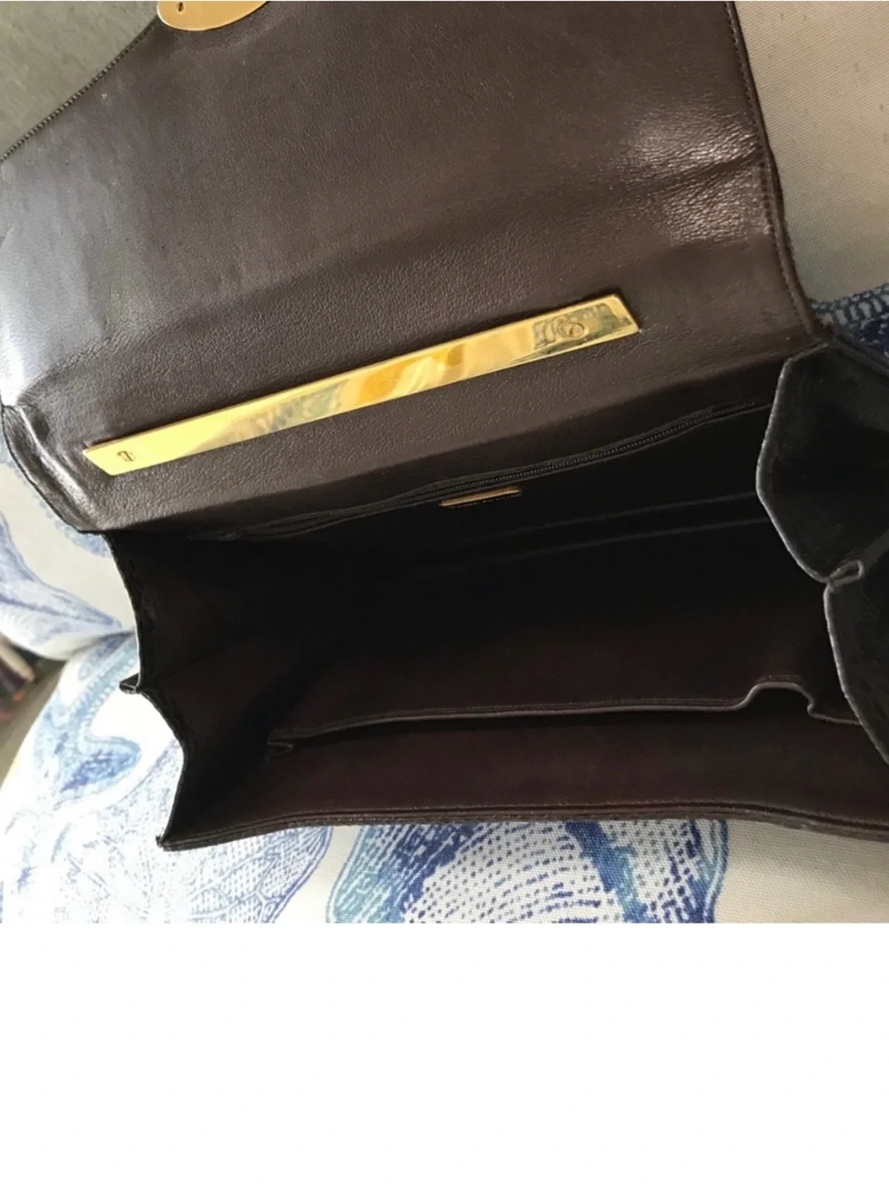 Fineness de Model brown Leather Top-Handle Bag with Gold Hardware